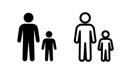 Plakat Adult and child person icon vector in solid and outline style, representing parent and kid.
