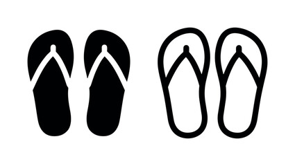Obraz premium Pair of flip-flops icon for summer and beach footwear, solid and outline style.