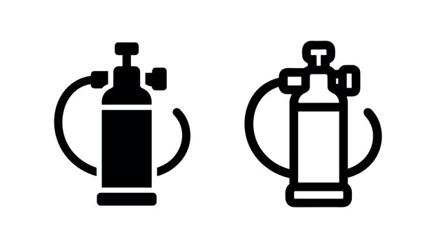 Oxygen cylinder or gas tank icon with regulator, medical and industrial use symbol