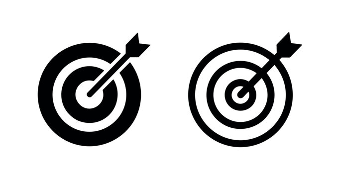 Target with Arrow Icon - Bullseye Symbol for Aim, Goal and Precision