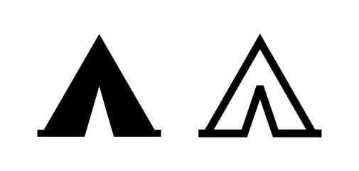 Camping tent icon set, outdoor adventure and travel symbol. © liubomir118809