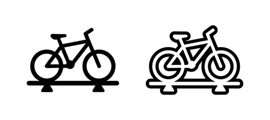 Fototapeta premium Bicycle on Rack Icon. Bike Transport and Storage Symbol.