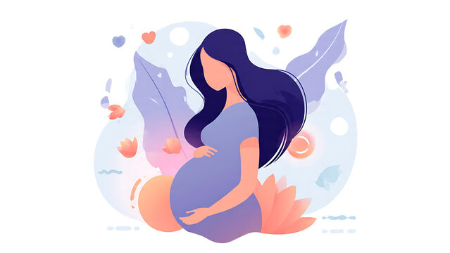 Peaceful Pregnancy and Mental Wellness Illustration