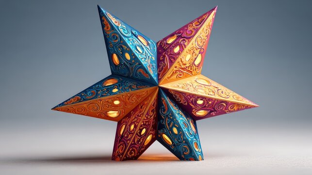 Colorful traditional Filipino parol lantern star on a white background, vibrant festive decoration for Christmas and cultural celebrations.
