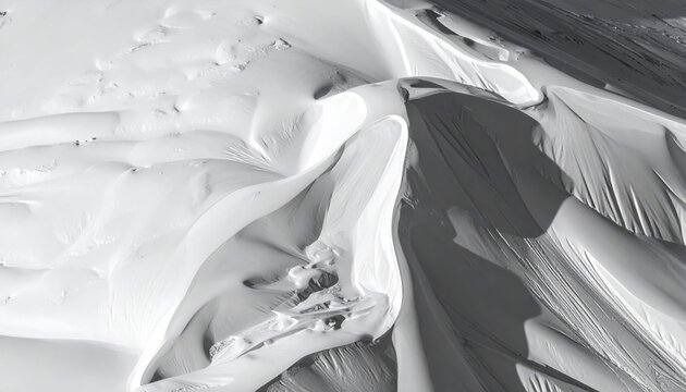 Abstract Snow Dunes Landscape Close-up, Winter Texture, Soft Light Shadow