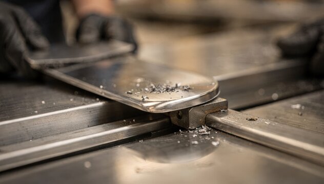 Medium shot capturing the deburring process of a spatula edge shaping a rounded profile to ensure ergonomic safety and comfort during cooking tasks.