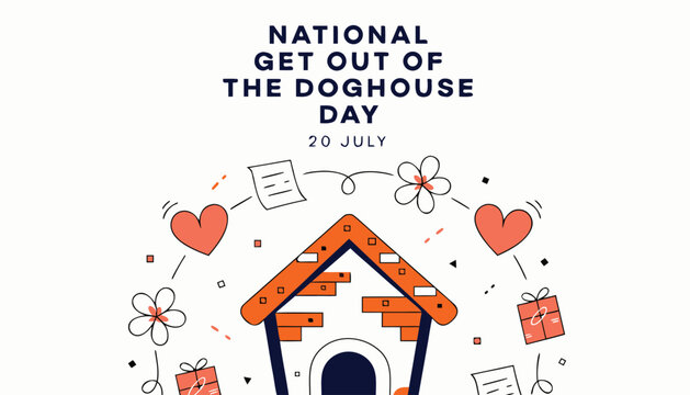 National get out of the doghouse day celebratory graphic illustration