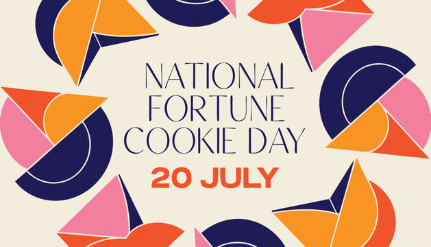 Colorful graphic design celebrating national fortune cookie day in july month