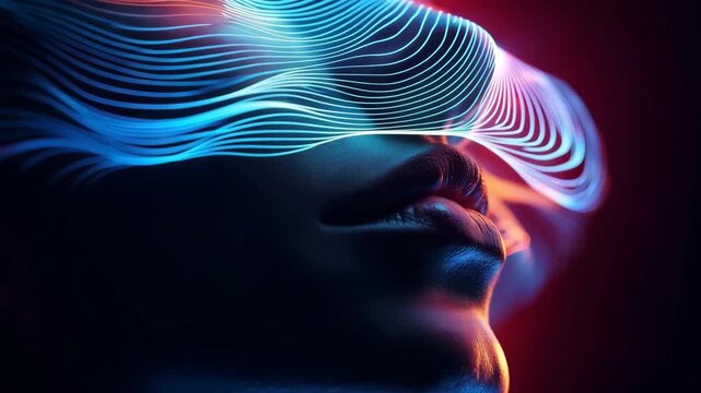 Futuristic Artificial Intelligence Face with Glowing Neural Circuit Technology