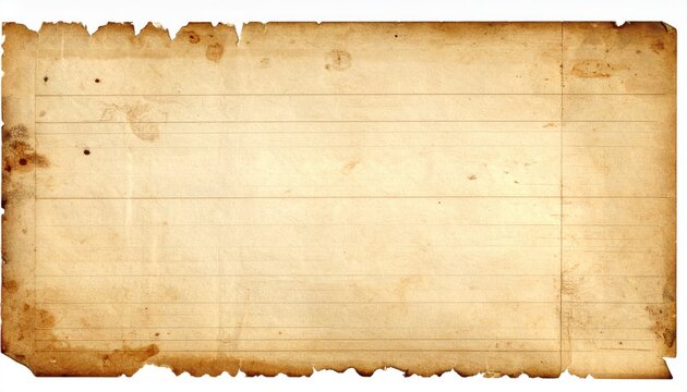 Aged Paper Texture Background with Stains and Torn Edges, Lined Old Manuscript