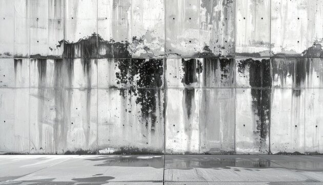 Grungy Concrete Wall Texture with Water Stains and Rust Streaks