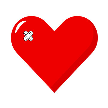 Red heart with adhesive plaster.