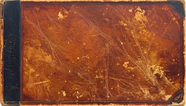 Vintage Leather Bound Book Cover, Aged Texture, Antique Journal, Faded Paper, Historical Document