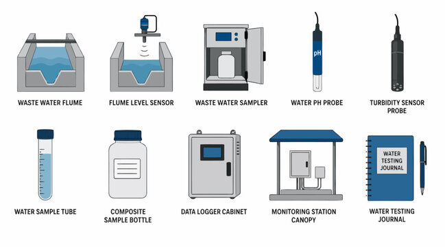 Water Testing Equipment and Laboratory Tools Collection.