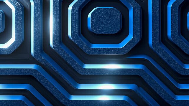 Blue glowing circuit maze abstract futuristic tech background video