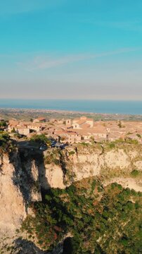Landscape of Gerace, the medieval rural village on the mountaintop