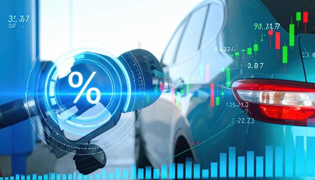 Fuel Price Increase and Economic Impact Gas Pump Nozzle with Percentage Symbol Overlay