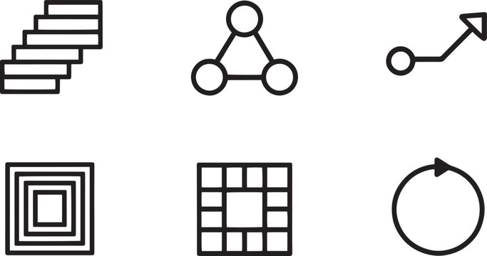 Abstract data structure and systematic matrix flow line icon set