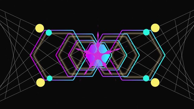 Neon Geometric Lines with Purple Center Abstract Motion Video
