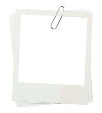 group of blank square photo frame with paperclip. png isolated on transparent background