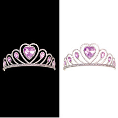 Princess Tiara Crowns Vector Set on Black and White © Rayani