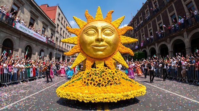 Spectacular Festive Sun Float at Grand Civic Parade