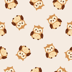 Obraz premium Cute Seamless Owl Pattern for Nursery Decor