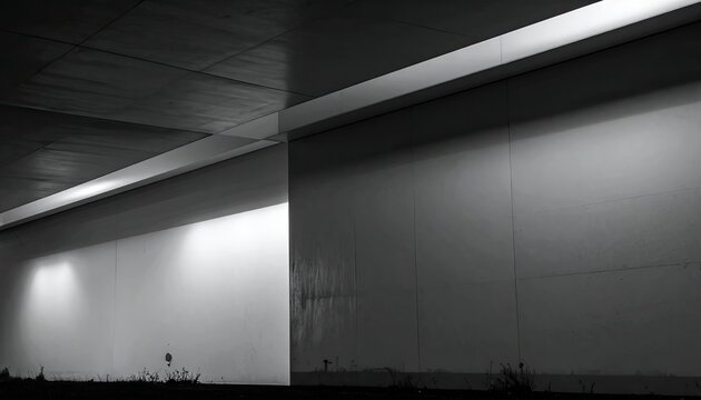 Underpass Tunnel with Dramatic Lighting and Stark Concrete Walls.