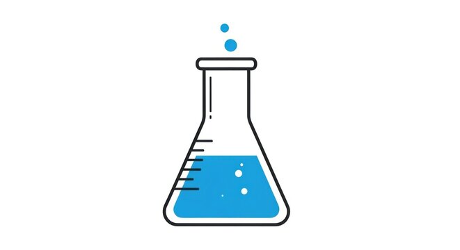 Laboratory Erlenmeyer Flask with Blue Liquid.