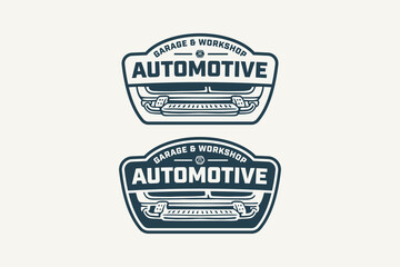Obraz premium Side step car retro badge logo design set for automotive. Side rail vehicle vintage patch symbol pack for garage. Nerf bar and running board rustic emblem element designs for vehicle accessory