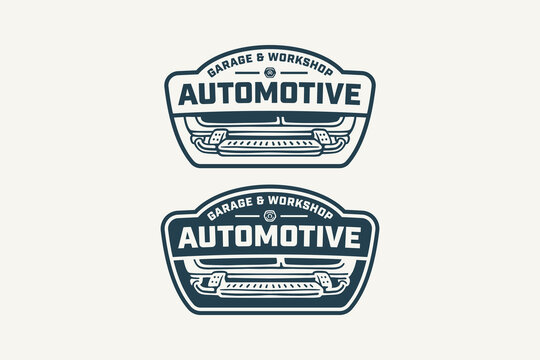 Side step car retro badge logo design set for automotive. Side rail vehicle vintage patch symbol pack for garage. Nerf bar and running board rustic emblem element designs for vehicle accessory