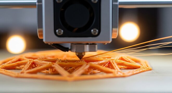 3D Printer Creating Intricate Frying Pan Handle Design With Precision Engineering