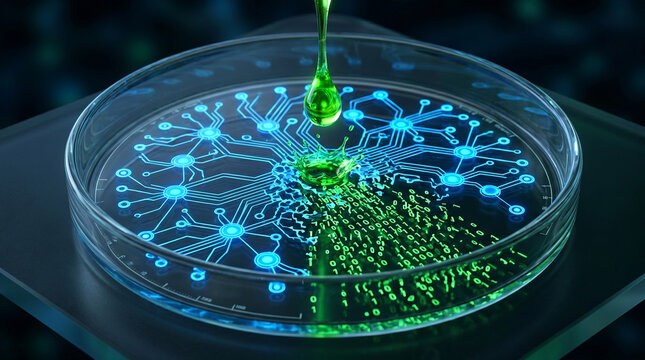 SQL Injection Concept Toxic Green Liquid Dropping on Glowing Blue Network