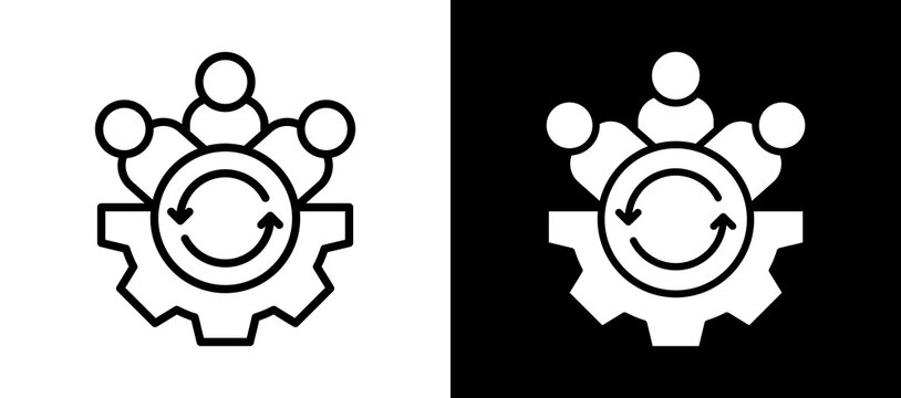 Organizational Change Icon Set In Black And White Filled Style Collection