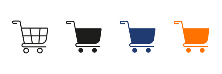 Shopping cart icon set with outline and solid styles for ecommerce website, mobile application, user interface, and online store vector collection © BEN HDA