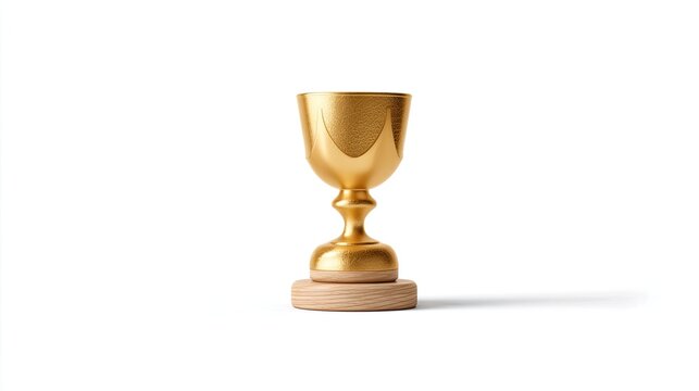 Golden trophy on wooden base