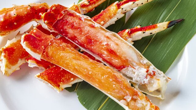 Fresh King Crab Legs Arranged in a Row Premium Seafood Display Hokkaido Japan