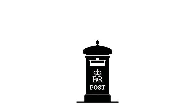 A classic British pillar box silhouette featuring the royal cypher and post lettering.