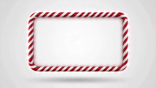 Creative animation of a candy cane frame being constructed in a whimsical festive style against a soft neutral background perfect for holiday themed projects