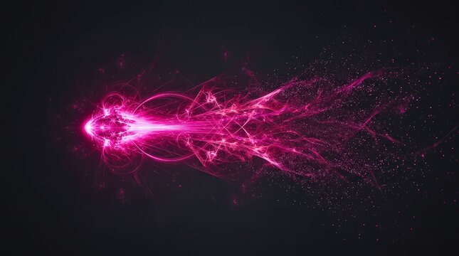 Vibrant Pink Energy Trail Dissipating into Cosmic Dust on Dark Background