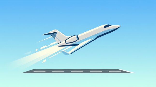Modern Private Jet Ascends Vertically Over Runway, Cinematic Aviation Concept Art
