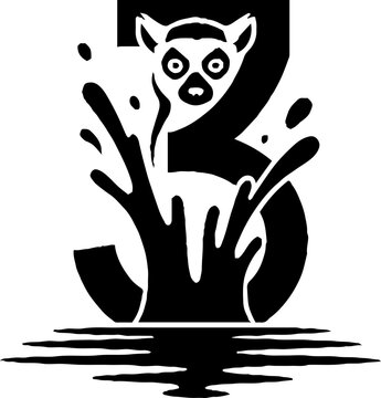 Playful lemur splashing in water illustration.