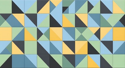 Fototapeta premium Abstract Geometric Pattern with Triangles and Squares in Soft Pastel Colors.