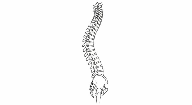 A detailed anatomical illustration of the human vertebral column and pelvis.