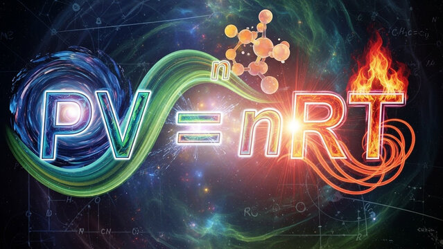 Ideal gas law: pv=nrt with vortex and fire, a viintimate apparelnt chemistry and physics concepts