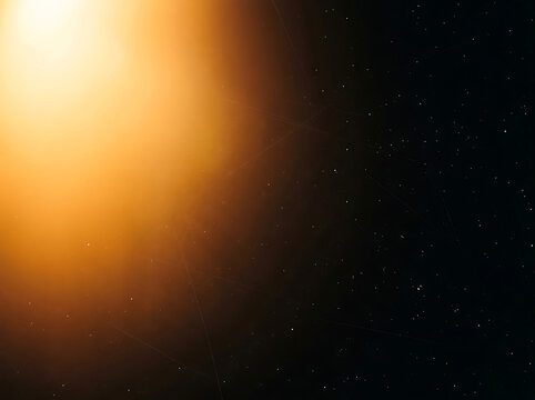 A bright orange light shining in a dark starry night sky with a beautiful gradient of colors and a stunning celestial background