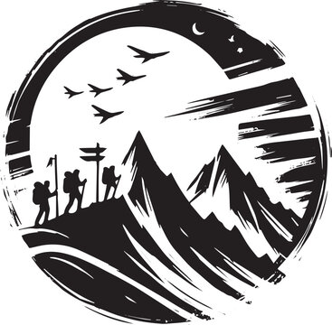Minimalist sumi-e style icon representing an expedition adventur