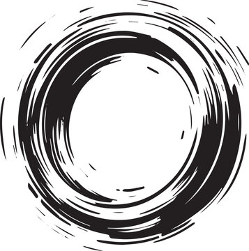 Simple sumi-e style ring illustration, minimalistic black and wh