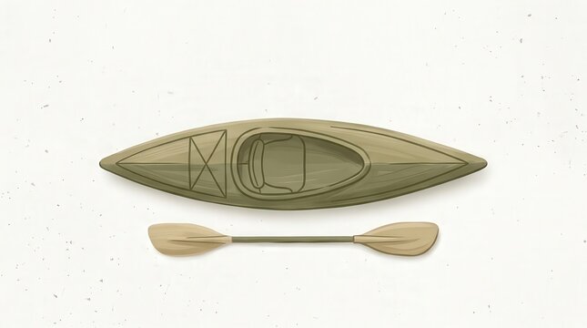 Overhead View of a Kayak and Paddle, Ready for Water Adventure