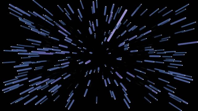 Abstract Hyperspace Warp Speed Motion Background with Blue Light Streaks.
